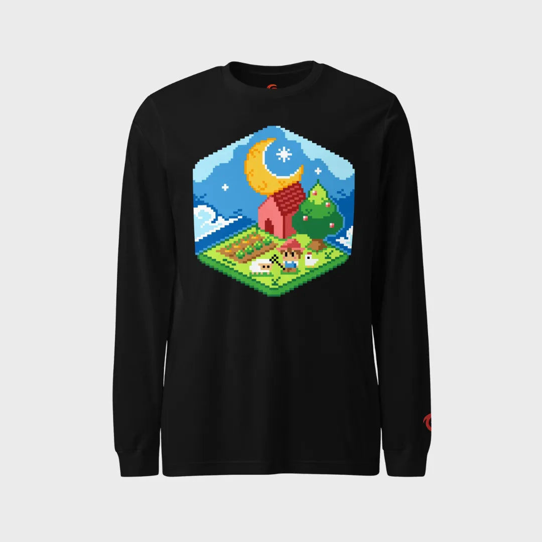 Pixelated Pastoral Unisex Long Sleeve Tee - Gameparel