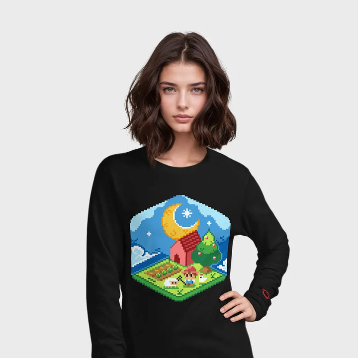 Pixelated Pastoral Unisex Long Sleeve Tee - Gameparel