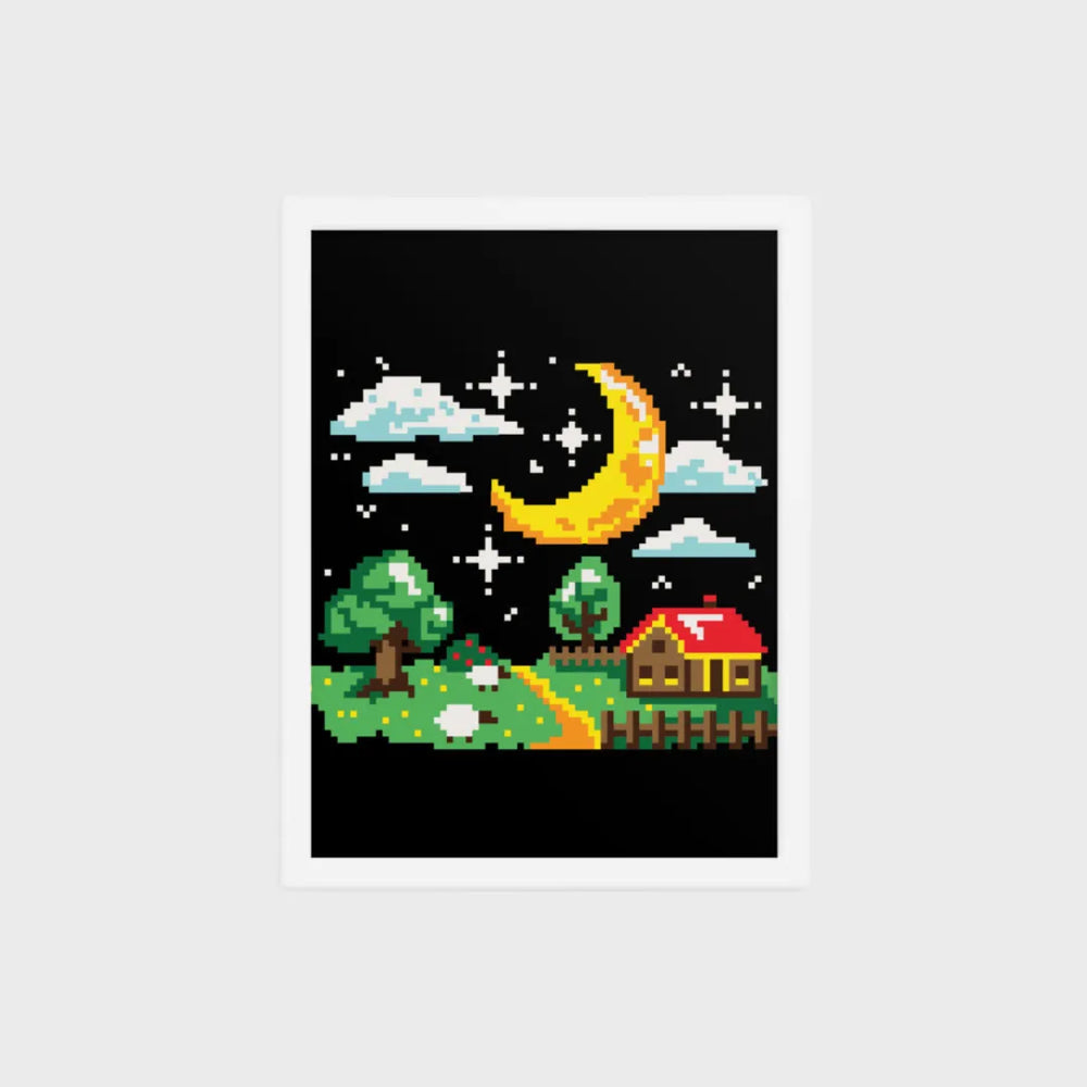 Starlit Farm 12" x 16" Framed poster - Gameparel